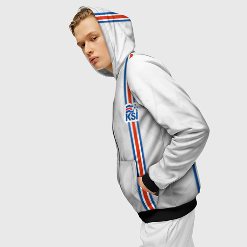 Мужская толстовка 3D на молнии Форма сборной Исландии по футболу, цвет черный - фото 5