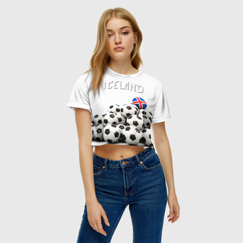 Женская футболка Crop-top 3D Исландия, цвет 3D печать - фото 3