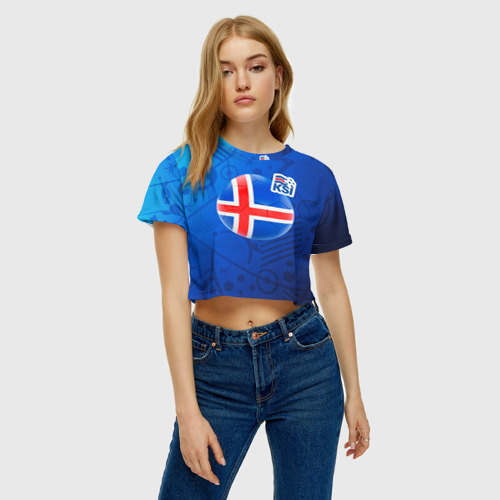 Женская футболка Crop-top 3D Исландия, цвет 3D печать - фото 4