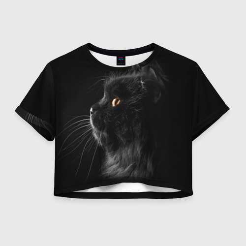 Женская футболка Crop-top 3D Милая кошечка Фото 01 Женская футболка Crop-top 3D Милая кошечка Фото 01