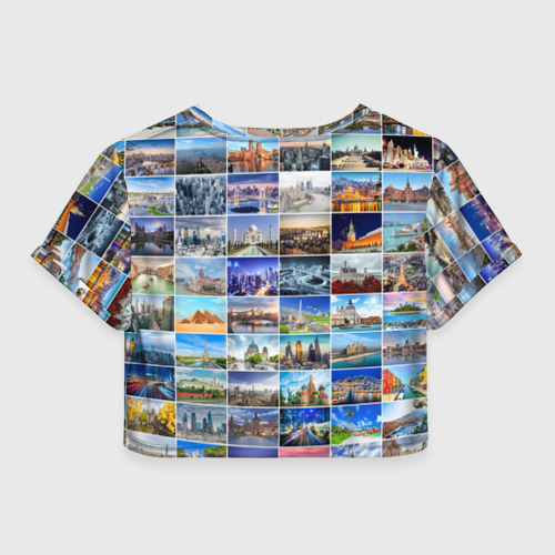 Женская футболка Crop-top 3D Страны мира (10х10), цвет 3D печать - фото 2