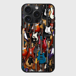 Чехол силиконовый для Apple iPhone 15 Pro матовый Электрогитары
