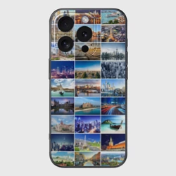 Чехол для iPhone 16 Pro силиконовый с защитой камеры Страны мира 9х9