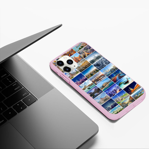 Чехол для iPhone 11 Pro Max матовый Страны мира 9х9, цвет розовый - фото 5