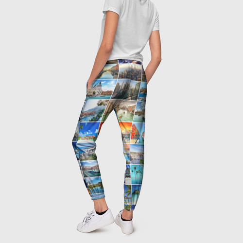 Женские брюки 3D Страны мира 9х9, цвет 3D печать - фото 4