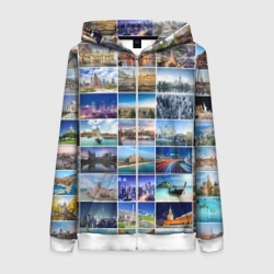 Женская толстовка 3D на молнии Страны мира 9х9