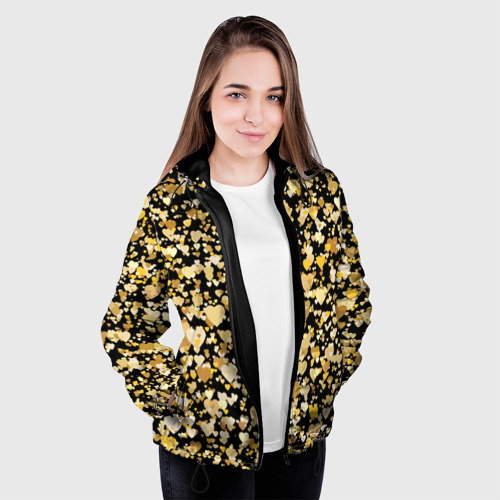 Женская куртка 3D Золотые сердца, цвет черный - фото 4