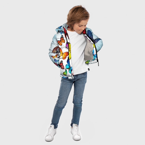 Зимняя куртка для мальчиков 3D Butterflies, цвет светло-серый - фото 5