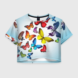 Женская футболка Crop-top 3D Butterflies