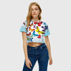 Женская футболка Crop-top 3D Butterflies - фото 2