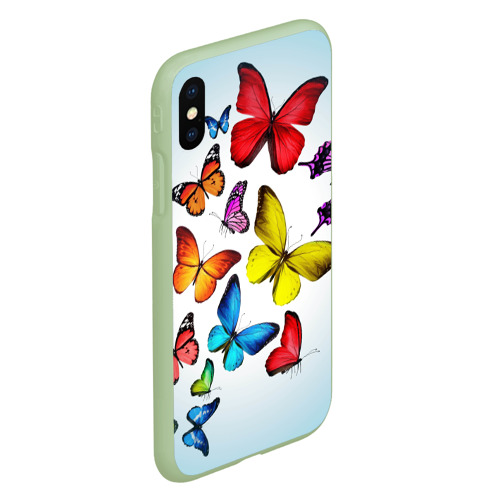 Чехол для iPhone XS Max матовый Butterflies, цвет салатовый - фото 3