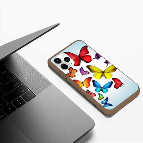 Чехол для iPhone 11 Pro Max матовый Butterflies, цвет коричневый - фото 5