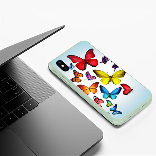 Чехол для iPhone XS Max матовый Butterflies, цвет салатовый - фото 5