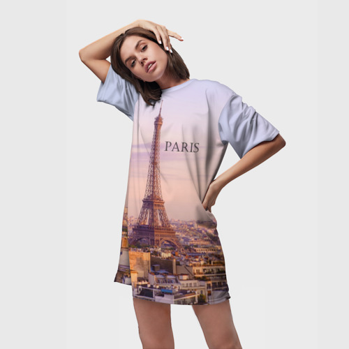 Платье-футболка 3D Париж, цвет 3D печать - фото 3