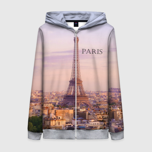 Женская толстовка 3D на молнии Париж, цвет меланж