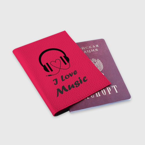 Обложка для паспорта матовая кожа Я люблю музыку - фото 3