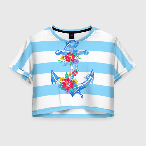 Женская футболка Crop-top 3D Якорь Фото 01 Женская футболка Crop-top 3D Якорь Фото 01