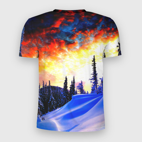 Мужская футболка 3D Slim Зимний лес, цвет 3D печать - фото 2