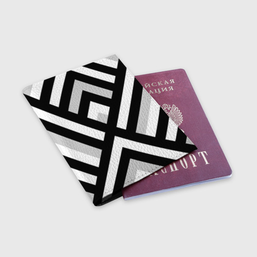 Обложка для паспорта матовая кожа Полоски, цвет черный - фото 3