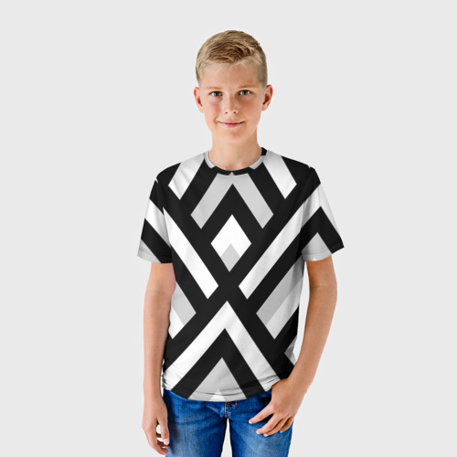 Детская футболка 3D с принтом Полоски, фото на моделе #1