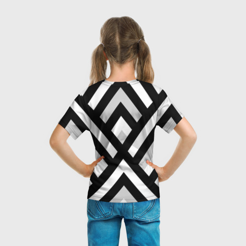 Детская футболка 3D с принтом Полоски, вид сзади #2