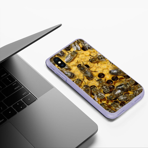 Чехол для iPhone XS Max матовый Пчела, цвет светло-сиреневый - фото 5