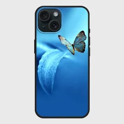 Чехол силиконовый для Apple iPhone 15 матовый Бабочка 2