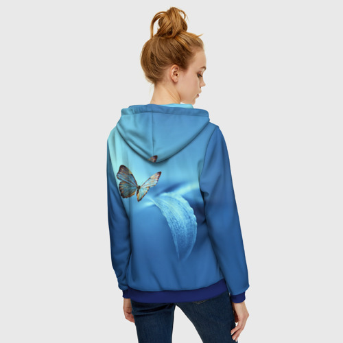 Женская толстовка 3D на молнии Бабочка 2, цвет синий - фото 4