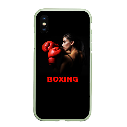 Чехол для iPhone XS Max матовый BOXING, цвет салатовый