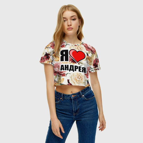 Женская футболка Crop-top 3D Я люблю, цвет 3D печать - фото 3