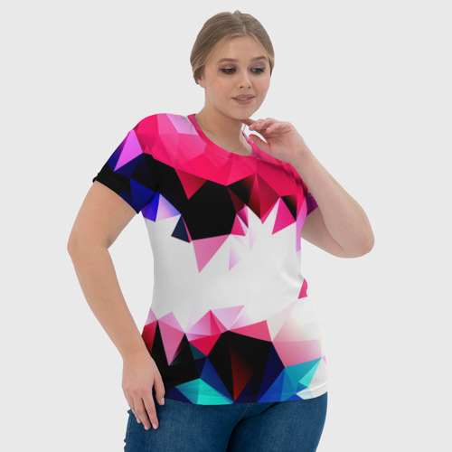 Женская футболка 3D Полигон цветов, цвет 3D печать - фото 6