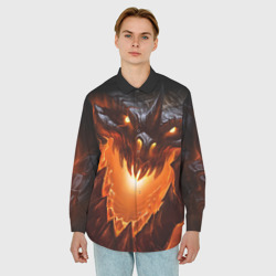 Мужская рубашка oversize 3D Огнедышащий дракон - фото 2