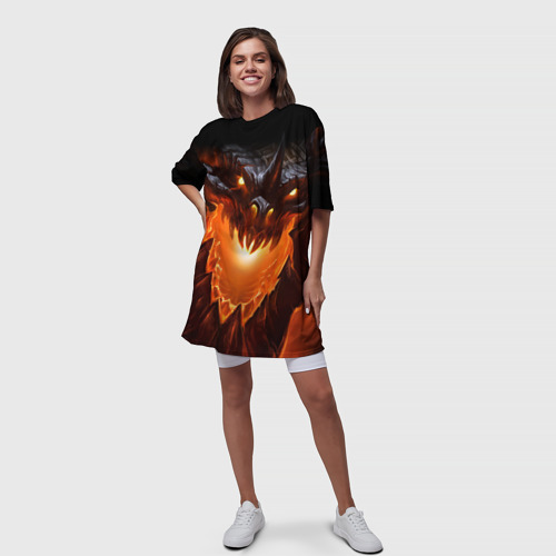 Платье-футболка 3D Огнедышащий дракон, цвет 3D печать - фото 5