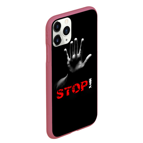 Чехол для iPhone 11 Pro Max матовый Stop!, цвет малиновый - фото 3