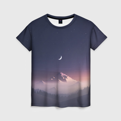 Женская футболка 3D с принтом Ночное небо, вид спереди #2