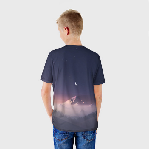 Детская футболка 3D с принтом Ночное небо, вид сзади #2