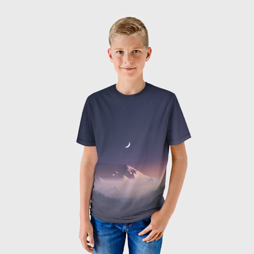 Детская футболка 3D с принтом Ночное небо, фото на моделе #1