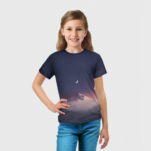 Детская футболка 3D с принтом Ночное небо, вид сбоку #3