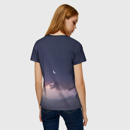 Женская футболка 3D с принтом Ночное небо, вид сзади #2
