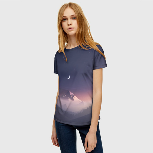 Женская футболка 3D с принтом Ночное небо, фото на моделе #1