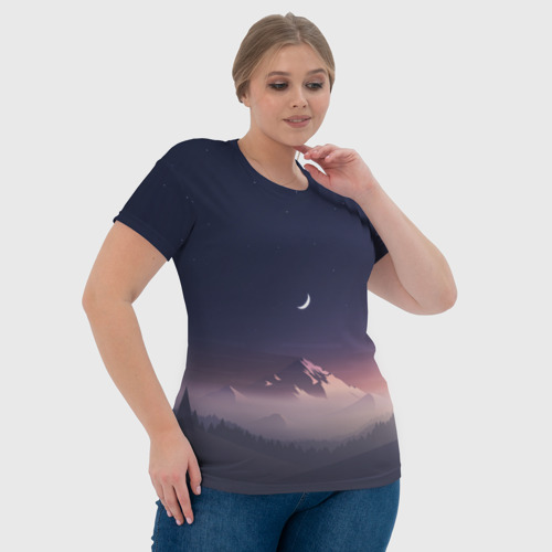 Женская футболка 3D с принтом Ночное небо, фото #4