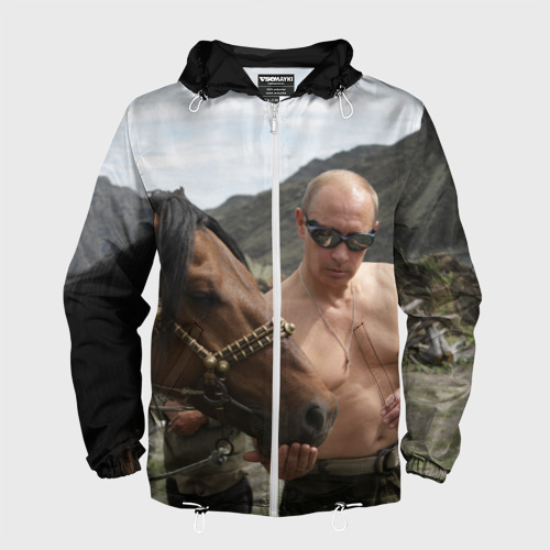 Мужская ветровка 3D Путин с конем Фото 01 Мужская ветровка 3D Путин с конем Фото 01