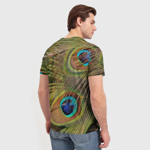 Мужская футболка 3D перо павлина, цвет 3D печать - фото 4