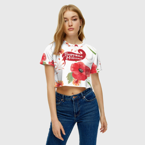 Женская футболка Crop-top 3D Девичник, цвет 3D печать - фото 4