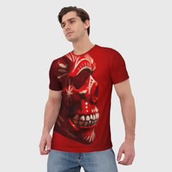 Мужская футболка 3D Красный череп - фото 2