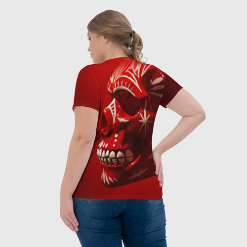 Женская футболка 3D Красный череп, цвет 3D печать - фото 7