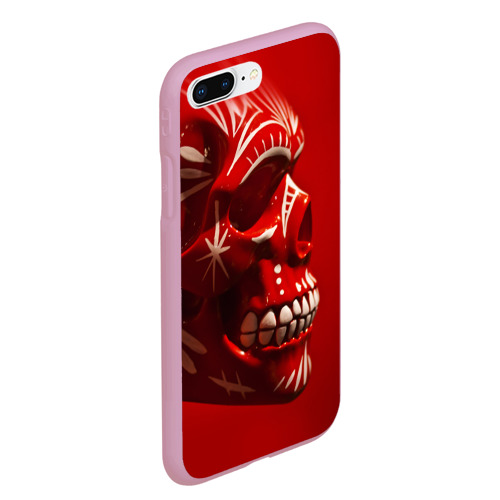 Чехол для iPhone 7Plus/8 Plus матовый с принтом Красный череп, вид сбоку #3