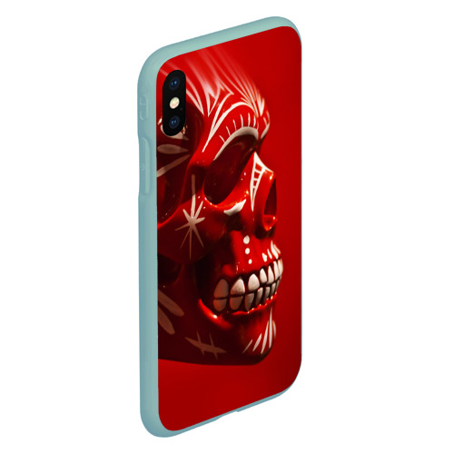 Чехол для iPhone XS Max матовый Красный череп, цвет мятный - фото 3