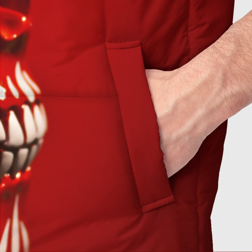 Мужской жилет утепленный 3D с принтом Красный череп, фото #4