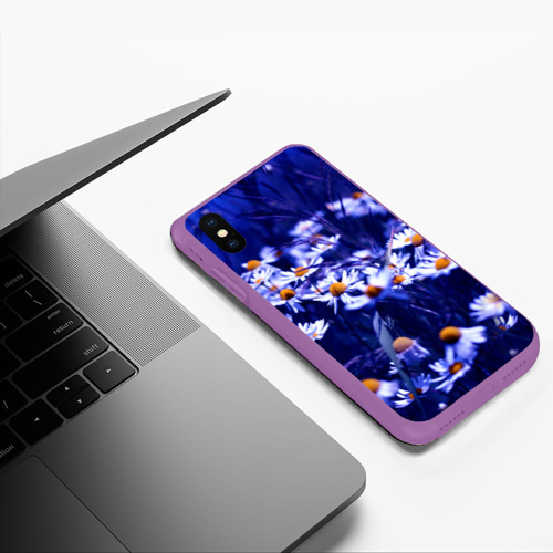 Чехол для iPhone XS Max матовый Ромашки, цвет фиолетовый - фото 5